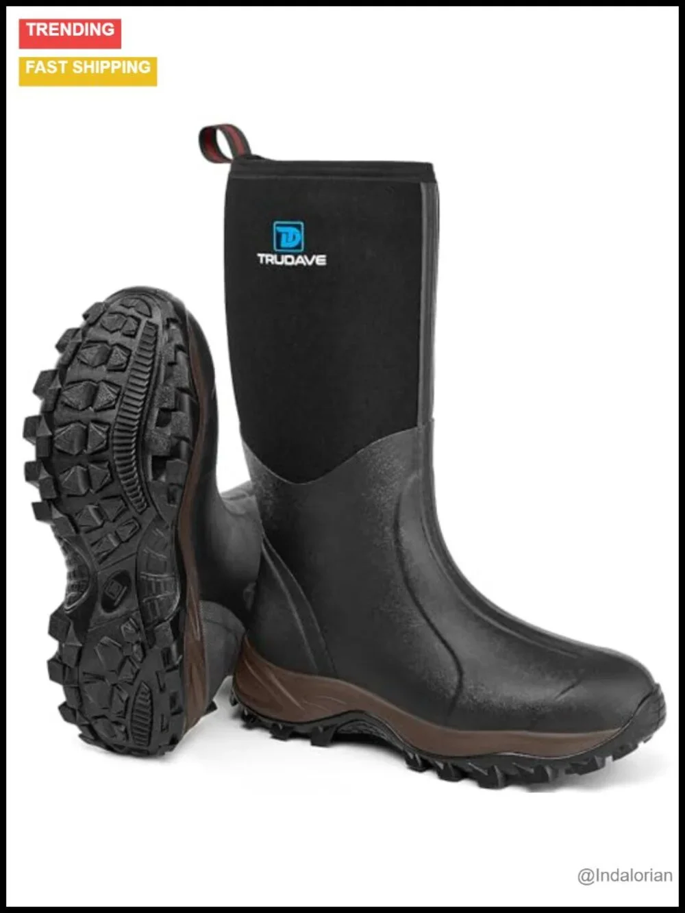 Waterproof Insulated Rubber Boots with Steel Shank, 6mm Neoprene, Anti-slip